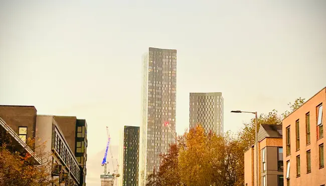 Manchester city centre towers at sunset – IPTV Manchester with British IPTV Smarters Pro